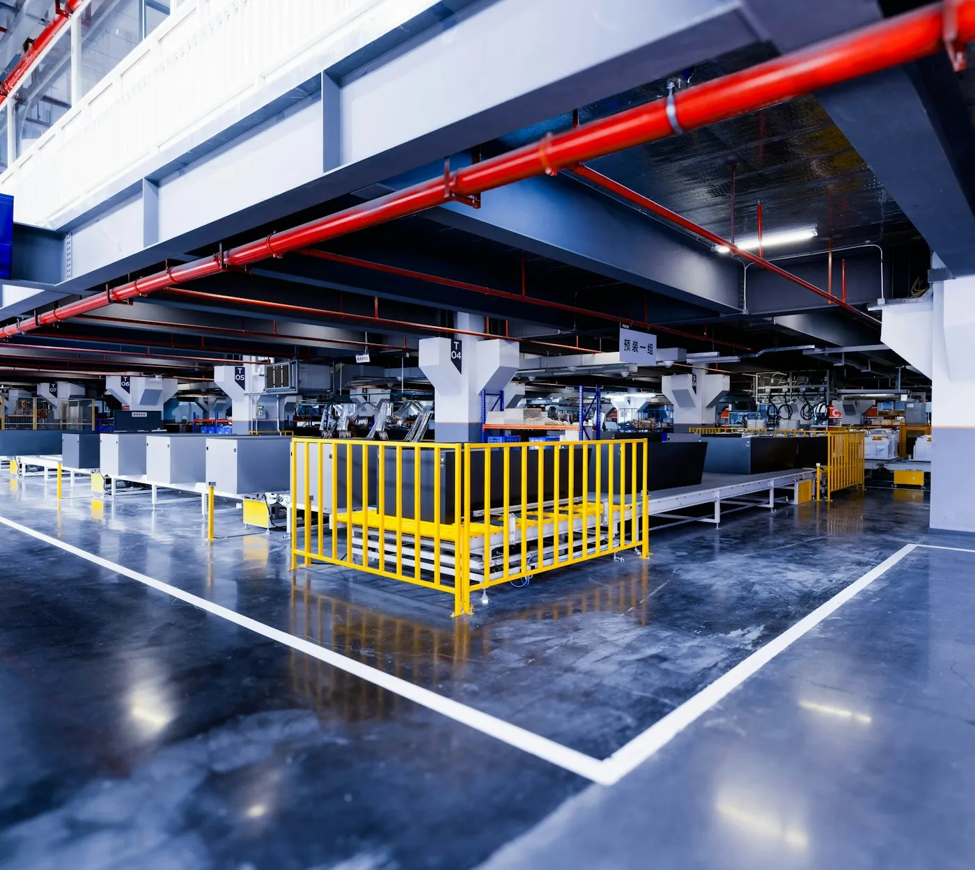 Otomotiv fabrikası üretim hattı zemini